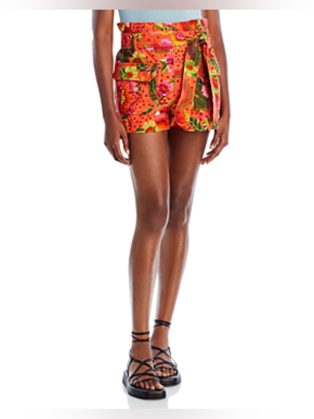 Farm Rio Blooming Garden Hi Waisted Shorts $138 NWT Small